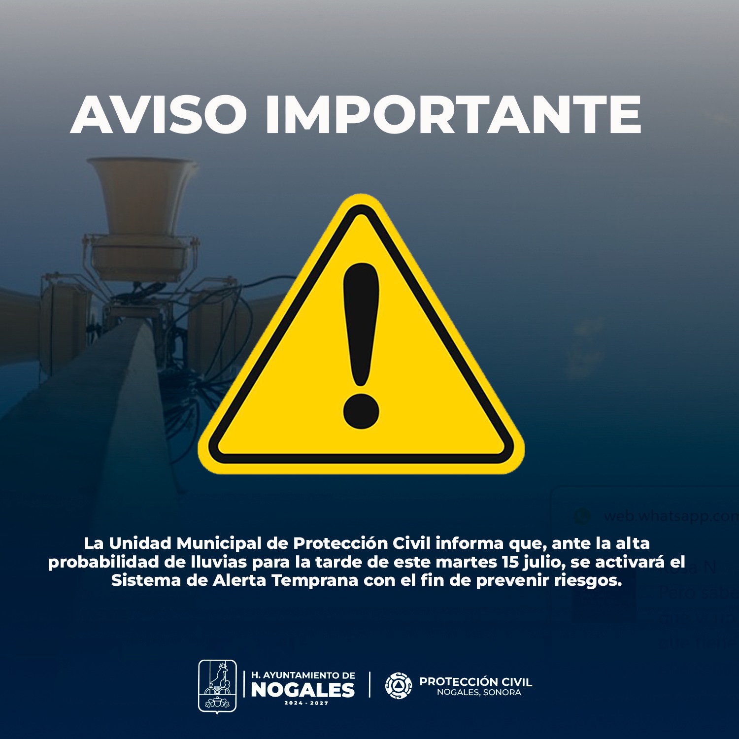 Advierte Gobierno de Nogales sobre lluvias y riesgo en arroyos