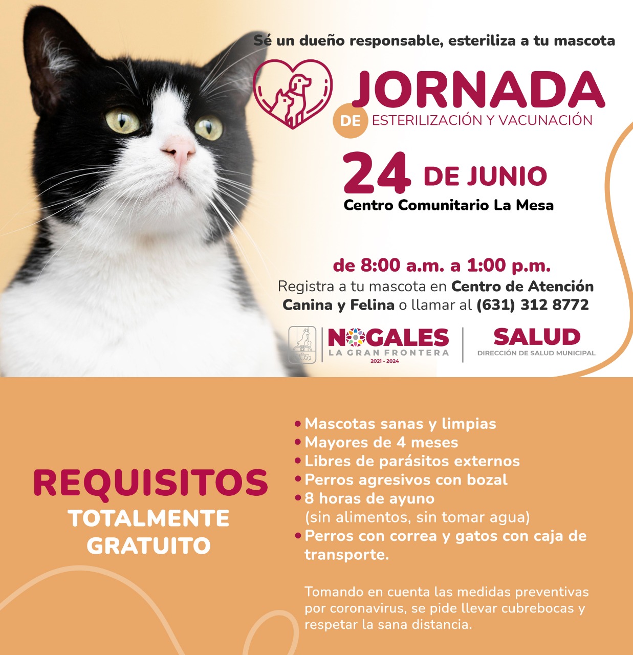 REALIZARÁN JORNADA DE ESTERILIZACIÓN DE MASCOTAS EN LA COLONIA LA MESA