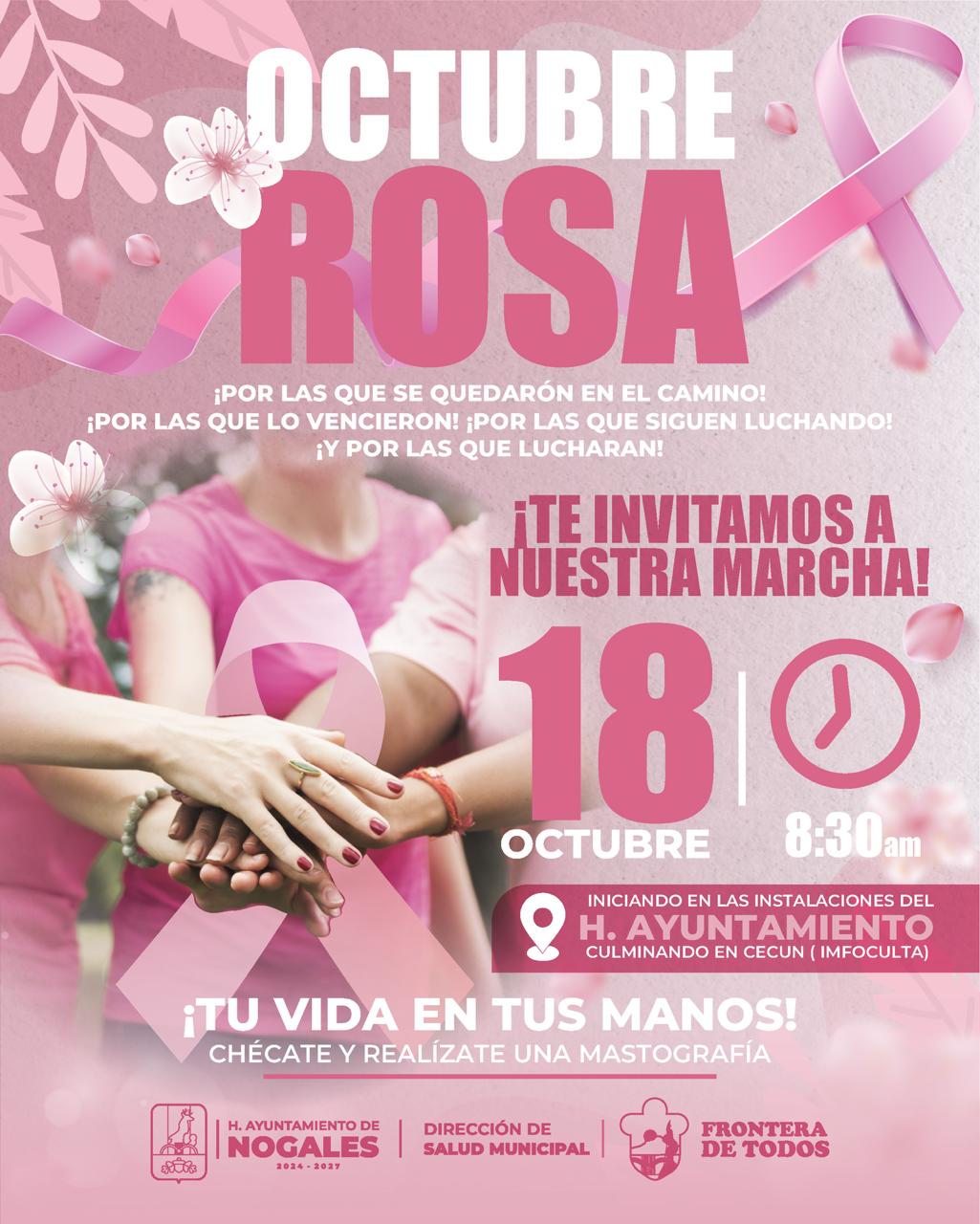 Convoca Salud Municipal  a marcha contra el cáncer de mama en Nogales